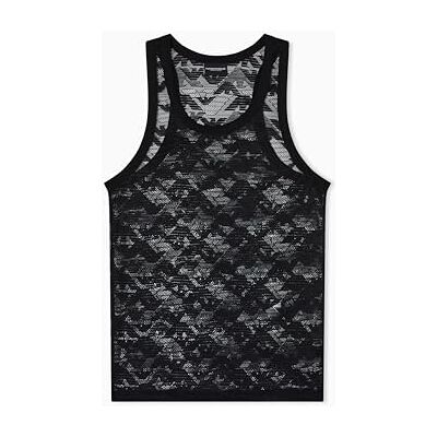Giorgio Armani Tankstickad, svart jacquardspets, S herr Giorgio Armani Tankstickad, svart jacquardspets, S herr