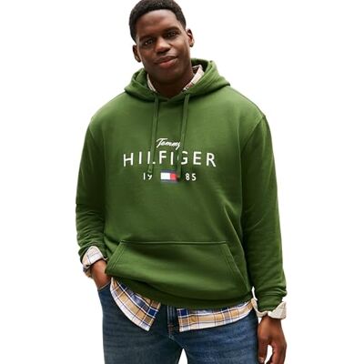 Tommy Hilfiger herr BT-BRNDLOVE BIG HILFIGER HOODY-B MW0MW42997 pullover huvtröja, grön, XXL_Plus, Grön (bergsfuru), XXL stor Tommy Hilfiger herr BT-BRNDLOVE BIG HILFIGER HOODY-B MW0MW42997 pullover huvtröja, grön, XXL_Plus, Grön (bergsfuru), XXL stor