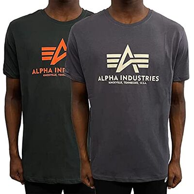 Alpha Industries Basic T 2-pack herr T-shirt Grey Black/Dark Petrol Alpha Industries Basic T 2-pack herr T-shirt Grey Black/Dark Petrol