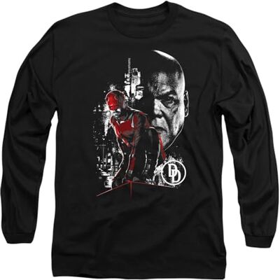 Marvel Unisex Daredevil Born Again-borgmästare fisk ansikten djävulen unisex långärmad t-shirt, svart t-shirt, Svart, XL Marvel Unisex Daredevil Born Again-borgmästare fisk ansikten djävulen unisex långärmad t-shirt, svart t-shirt, Svart, XL
