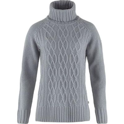 Fjällräven Övik kabel stickad sparkcykel neck W tröja, grå (Flint Grey), S, Grå (flintgrå), S Fjällräven Övik kabel stickad sparkcykel neck W tröja, grå (Flint Grey), S, Grå (flintgrå), S