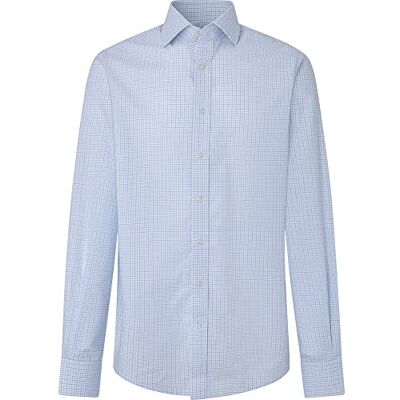 Hackett London Herr FINE POPLIN Tattersal-skjorta, vit/Sky, 39 Hackett London Herr FINE POPLIN Tattersal-skjorta, vit/Sky, 39