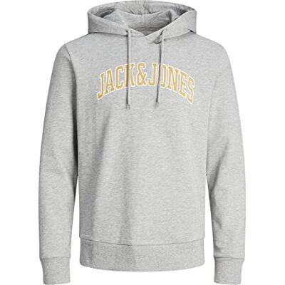JACK & JONES Huvtröja för män, Ljusgrå melange, M JACK & JONES Huvtröja för män, Ljusgrå melange, M