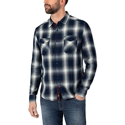 Timezone Flanell skjorta för män, Indigo Blue Check, S Timezone Flanell skjorta för män, Indigo Blue Check, S