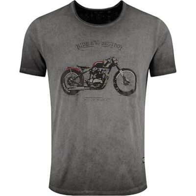 KEY LARGO KEYLARGO Män T-shirts MT Destroy Round, Mörkgrå (1102), XXL KEY LARGO KEYLARGO Män T-shirts MT Destroy Round, Mörkgrå (1102), XXL