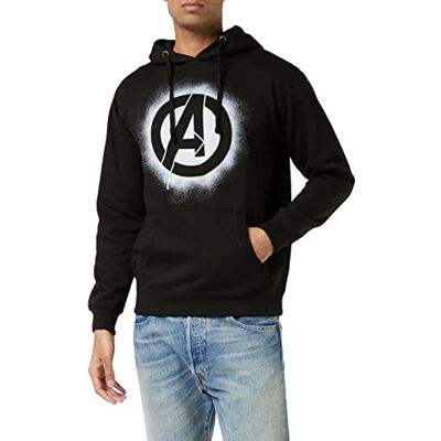 Marvel The Avengers Stencil Logo Huvtröja för män, Svart (svart blk), XXL Marvel The Avengers Stencil Logo Huvtröja för män, Svart (svart blk), XXL