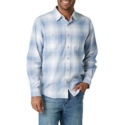 Wrangler Authentics Cloud flanellskjorta för män med knäppning krage, denim, 3X-stor Wrangler Authentics Cloud flanellskjorta för män med knäppning krage, denim, 3X-stor