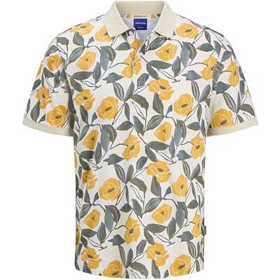 JACK & JONES Joralmeria AOP Polo Ss, Buttercreme, XL JACK & JONES Joralmeria AOP Polo Ss, Buttercreme, XL