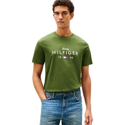Tommy Hilfiger män varumärke kärlek stor Hilfiger TEE MW0MW41455 S/S t-shirt, grön, XS, Grön (bergsfuru), XS Tommy Hilfiger män varumärke kärlek stor Hilfiger TEE MW0MW41455 S/S t-shirt, grön, XS, Grön (bergsfuru), XS