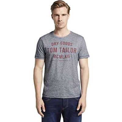 TOM TAILOR Herr T-shirt med tryck 1008640, 19493 Navy White Yarndye Stripe, S TOM TAILOR Herr T-shirt med tryck 1008640, 19493 Navy White Yarndye Stripe, S