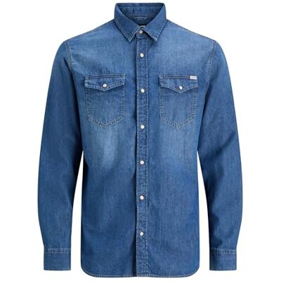 JACK & JONES För Män jeansskjorta Jjesheridan skjorta L/S , Mellanblå denim, M JACK & JONES För Män jeansskjorta Jjesheridan skjorta L/S , Mellanblå denim, M