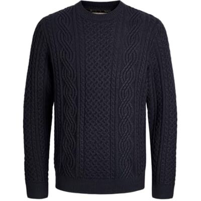 JACK & JONES Jprblusean Knit Cable Crew Neck Sn, mörk marinblå, XXL JACK & JONES Jprblusean Knit Cable Crew Neck Sn, mörk marinblå, XXL