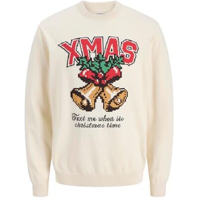 JACK & JONES Jorholiday stickad crew neck, Havssalt, XXL JACK & JONES Jorholiday stickad crew neck, Havssalt, XXL