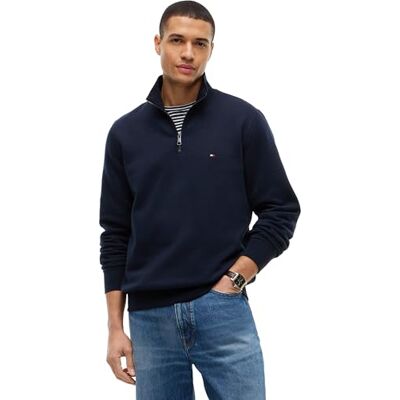 Tommy Hilfiger herr ESSENTIAL FLEECE 1/4 ZIP MW0MW37233, halv dragkedja tröja, blå, M, Blå (ökenhimmel), M Tommy Hilfiger herr ESSENTIAL FLEECE 1/4 ZIP MW0MW37233, halv dragkedja tröja, blå, M, Blå (ökenhimmel), M