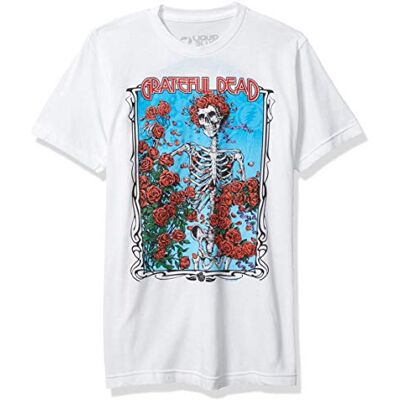 Liquid Blue Flytande blå Grateful Dead Bertha hjul och rosor kortärmad t-shirt Liquid Blue Flytande blå Grateful Dead Bertha hjul och rosor kortärmad t-shirt
