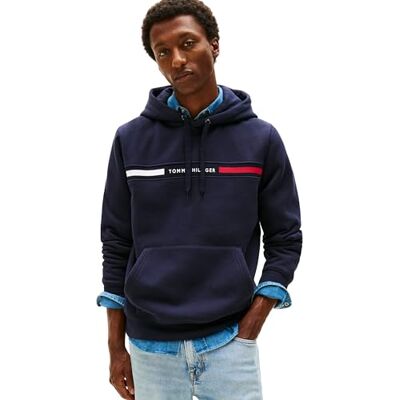 Tommy Hilfiger herr HILFIGER CHEST INSERT HOODY MW0MW37361, pullover huvtröja, blå, XXL, Blå (ökenhimmel), XXL Tommy Hilfiger herr HILFIGER CHEST INSERT HOODY MW0MW37361, pullover huvtröja, blå, XXL, Blå (ökenhimmel), XXL