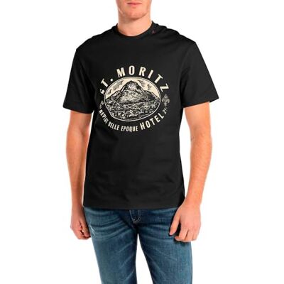 Replay T-shirt för män avslappnad passform av bomull, 098 svart, M Replay T-shirt för män avslappnad passform av bomull, 098 svart, M