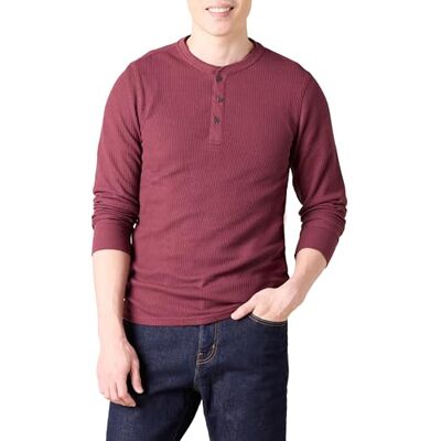 Amazon Essentials herr Långärmad Henley-våffelskjorta med smal passform Amazon Essentials herr Långärmad Henley-våffelskjorta med smal passform