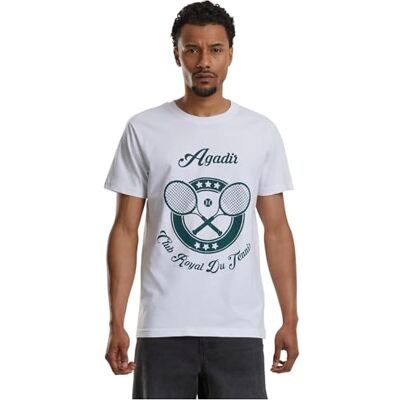 herr t-shirt Agadir Club Royal Tee t-shirt med tryck fram för män, grafisk t-shirt, streetwear, Vit, M herr t-shirt Agadir Club Royal Tee t-shirt med tryck fram för män, grafisk t-shirt, streetwear, Vit, M
