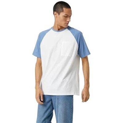 Koton Män Basic T-shirt Crew Neck Raglan Sleeve, Mellan indigo (740), XL Koton Män Basic T-shirt Crew Neck Raglan Sleeve, Mellan indigo (740), XL