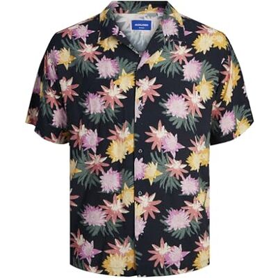 JACK & JONES Jorluke Tampa AOP Shirt SS SN herrskjorta, Mörk marinblå, S JACK & JONES Jorluke Tampa AOP Shirt SS SN herrskjorta, Mörk marinblå, S