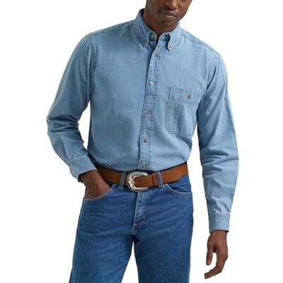 Wrangler herr denim button-down-skjorta, denim, XL tall Wrangler herr denim button-down-skjorta, denim, XL tall