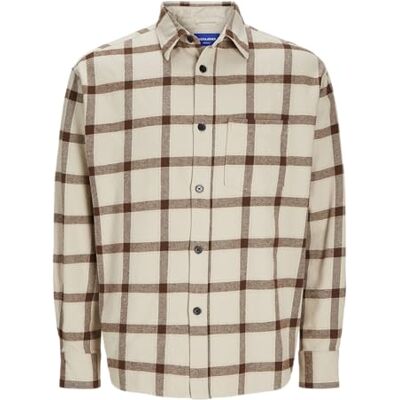 JACK & JONES herrskjorta löst skuren skjorta, Havregryn, S JACK & JONES herrskjorta löst skuren skjorta, Havregryn, S