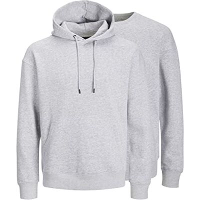 JACK & JONES Sweatshirt för män, Ljusgrå melange/förpackning: varm + rund, S JACK & JONES Sweatshirt för män, Ljusgrå melange/förpackning: varm + rund, S