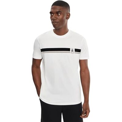 Giorgio Armani Men's One Block up, färgkontrastbanding, broderad logotyp t-shirt, vit, M Giorgio Armani Men's One Block up, färgkontrastbanding, broderad logotyp t-shirt, vit, M