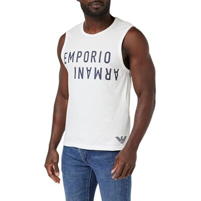 Giorgio Armani mäns fet logotyp sömlös t-shirt vit/marinblå, Vit/marinblå, S Giorgio Armani mäns fet logotyp sömlös t-shirt vit/marinblå, Vit/marinblå, S