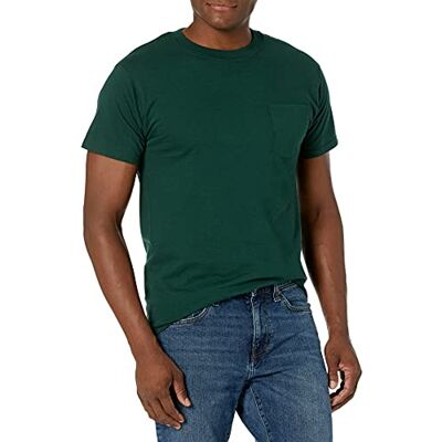 Hanes Kraftig t-shirt med ficka för män, Beefy-T fullskuren T-shirt i bomull med ficka för herrar, rund hals, 1- eller 2-pack, M Hanes Kraftig t-shirt med ficka för män, Beefy-T fullskuren T-shirt i bomull med ficka för herrar, rund hals, 1- eller 2-pack, M