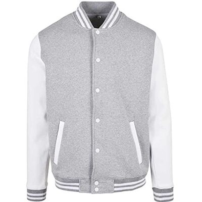 Build Your Brand Herrjacka, avslappnad basic collegejacka för män, storlekar S – 5XL, Heather grå/vit, XXL Build Your Brand Herrjacka, avslappnad basic collegejacka för män, storlekar S – 5XL, Heather grå/vit, XXL