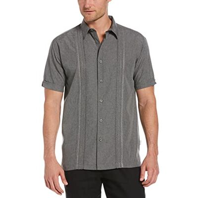 Cubavera Chambray Pintuck geometrisk kortärmad skjorta med knappar Cubavera Chambray Pintuck geometrisk kortärmad skjorta med knappar