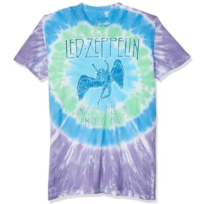 Liquid Blue Flytande blå LED Zeppelin ramble on Swan Song Ss t-shirt, Batikfärg, XL Liquid Blue Flytande blå LED Zeppelin ramble on Swan Song Ss t-shirt, Batikfärg, XL