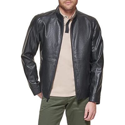 Dockers Dylan faux läder racerjacka för män, Svart, M Dockers Dylan faux läder racerjacka för män, Svart, M