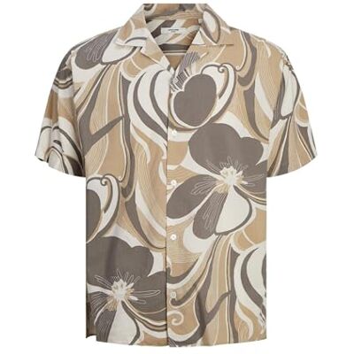JACK & JONES JPRBLAPALMA Resort Shirt S/S SN, Travertine/passform: avslappnad passform, M JACK & JONES JPRBLAPALMA Resort Shirt S/S SN, Travertine/passform: avslappnad passform, M