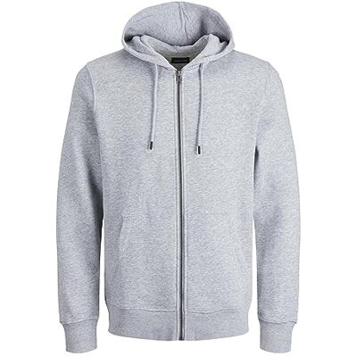 JACK & JONES Jjestar Basic Sweat Zip Hood Noos herr Huvjacka, Ljusgrå melange, XXL JACK & JONES Jjestar Basic Sweat Zip Hood Noos herr Huvjacka, Ljusgrå melange, XXL