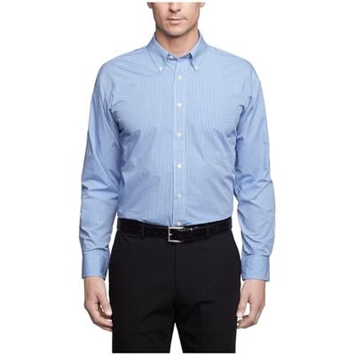 Van Heusen Herr normal passform Gingham button down krage klänning skjorta, Periwinkle, M Van Heusen Herr normal passform Gingham button down krage klänning skjorta, Periwinkle, M