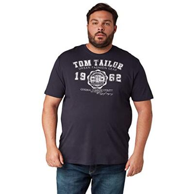 TOM TAILOR Herr T-shirt med logotyp tryck 1015876, 10690 Knitted Navy, 5XL Große Größen TOM TAILOR Herr T-shirt med logotyp tryck 1015876, 10690 Knitted Navy, 5XL Große Größen