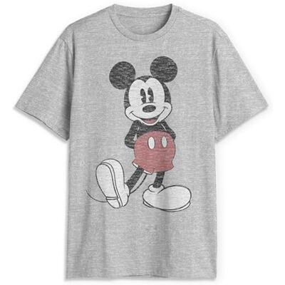 Disney Musse Pigg-t-shirt med sliten look, full storlek, herr, Gråmelange, L Disney Musse Pigg-t-shirt med sliten look, full storlek, herr, Gråmelange, L
