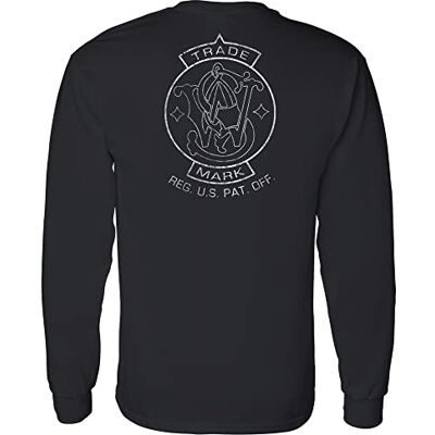Smith & Wesson Smith and Wesson långärmad t-shirt för män varumärke emblem logotyp bak och höger bröst, svart, XL Smith & Wesson Smith and Wesson långärmad t-shirt för män varumärke emblem logotyp bak och höger bröst, svart, XL