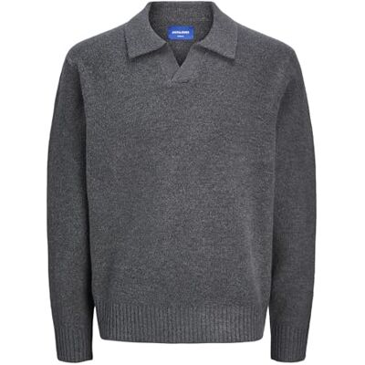 JACK & JONES JACK&JONES JOROLLIE Knit LS Polo, järngrind, M JACK & JONES JACK&JONES JOROLLIE Knit LS Polo, järngrind, M