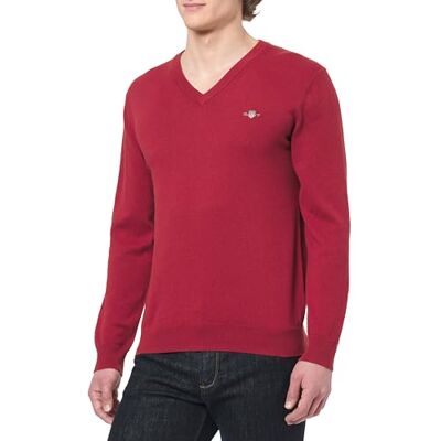 GANT Classic Cotton V-ringad, Järnröd melange, 3XL GANT Classic Cotton V-ringad, Järnröd melange, 3XL