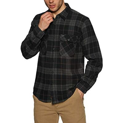 BRIXTON Bowery L/S flanellskjorta med knappar för män, Svart/kol, L BRIXTON Bowery L/S flanellskjorta med knappar för män, Svart/kol, L