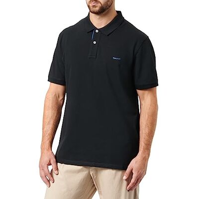 GANT Herr REG Contrast Pique SS Rugger pikétröja, svart, standard, svart, XXS GANT Herr REG Contrast Pique SS Rugger pikétröja, svart, standard, svart, XXS