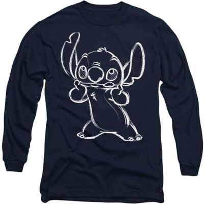 Disney Lilo och Stitch Skiss Unisex Långärmad T-shirt, Marinblå, Large, Marinblått Xsp, L Disney Lilo och Stitch Skiss Unisex Långärmad T-shirt, Marinblå, Large, Marinblått Xsp, L