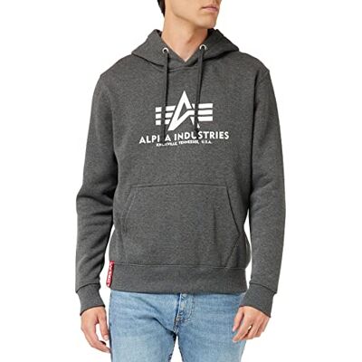 Alpha Industries Basic Hoody Huvtröja för män Charcoal Heather/White Alpha Industries Basic Hoody Huvtröja för män Charcoal Heather/White