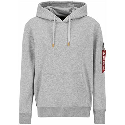 Alpha Industries R Print Hoody Hooded Sweat-Huvtröja för män Grey Heather Alpha Industries R Print Hoody Hooded Sweat-Huvtröja för män Grey Heather