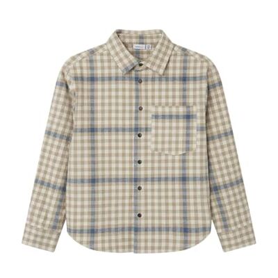 NAME IT Pojkar Nkmnidennis Os Shirt långärmad skjorta, Weathered Teak/Checks: kontroller, 122-128 NAME IT Pojkar Nkmnidennis Os Shirt långärmad skjorta, Weathered Teak/Checks: kontroller, 122-128