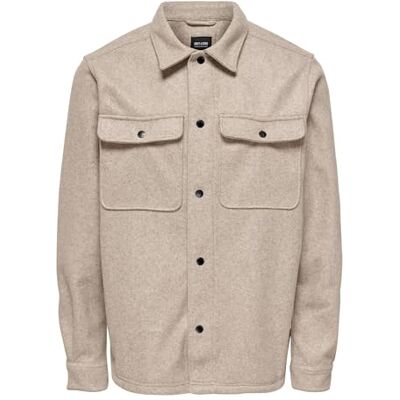 Only & Sons herrskjorta löst skuren skjortkrage skjorta, Chinchilla, XS Only & Sons herrskjorta löst skuren skjortkrage skjorta, Chinchilla, XS